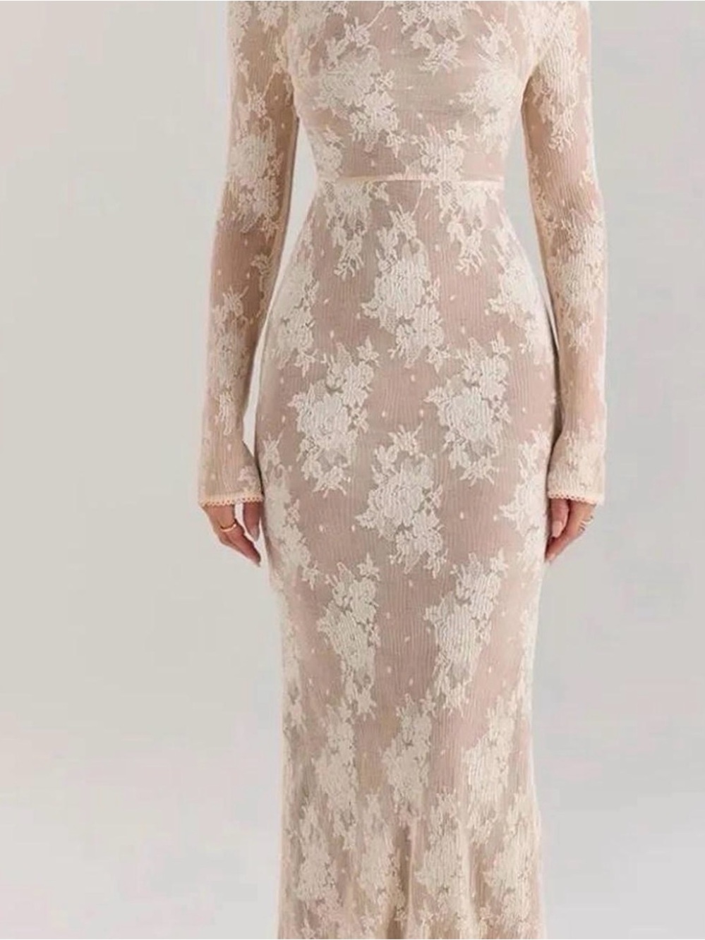 Elegant Lace Sheath Dress in Blush HOUSE OF CB